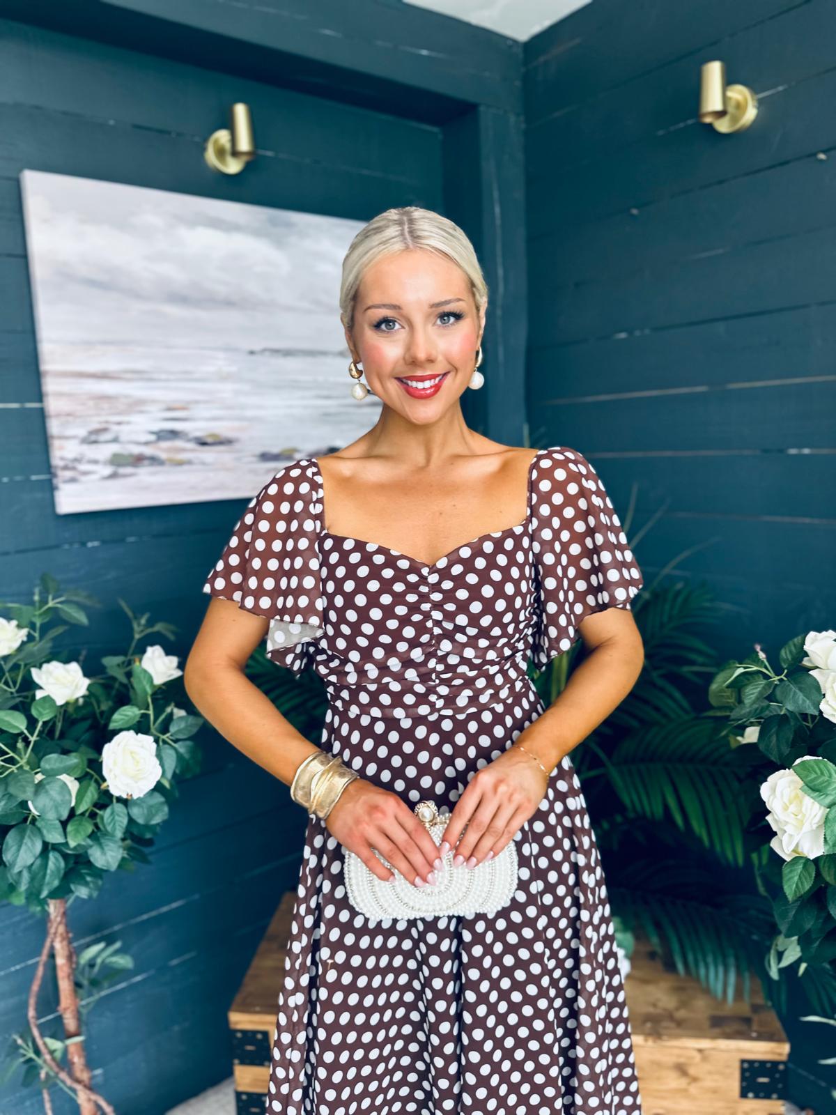 Aoibhe Detailed Midi Dress Coco Polka S