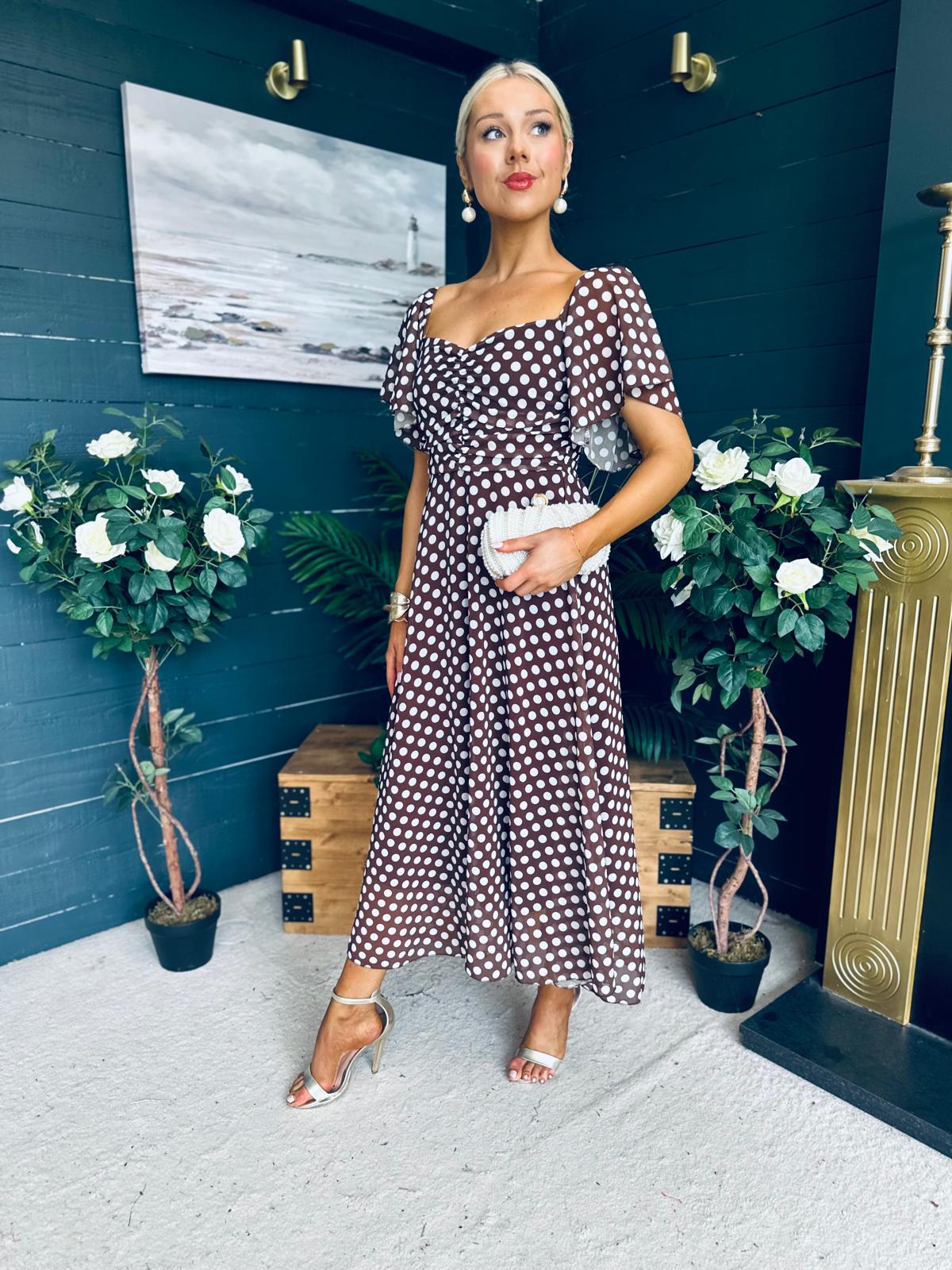 Aoibhe Detailed Midi Dress Coco Polka S