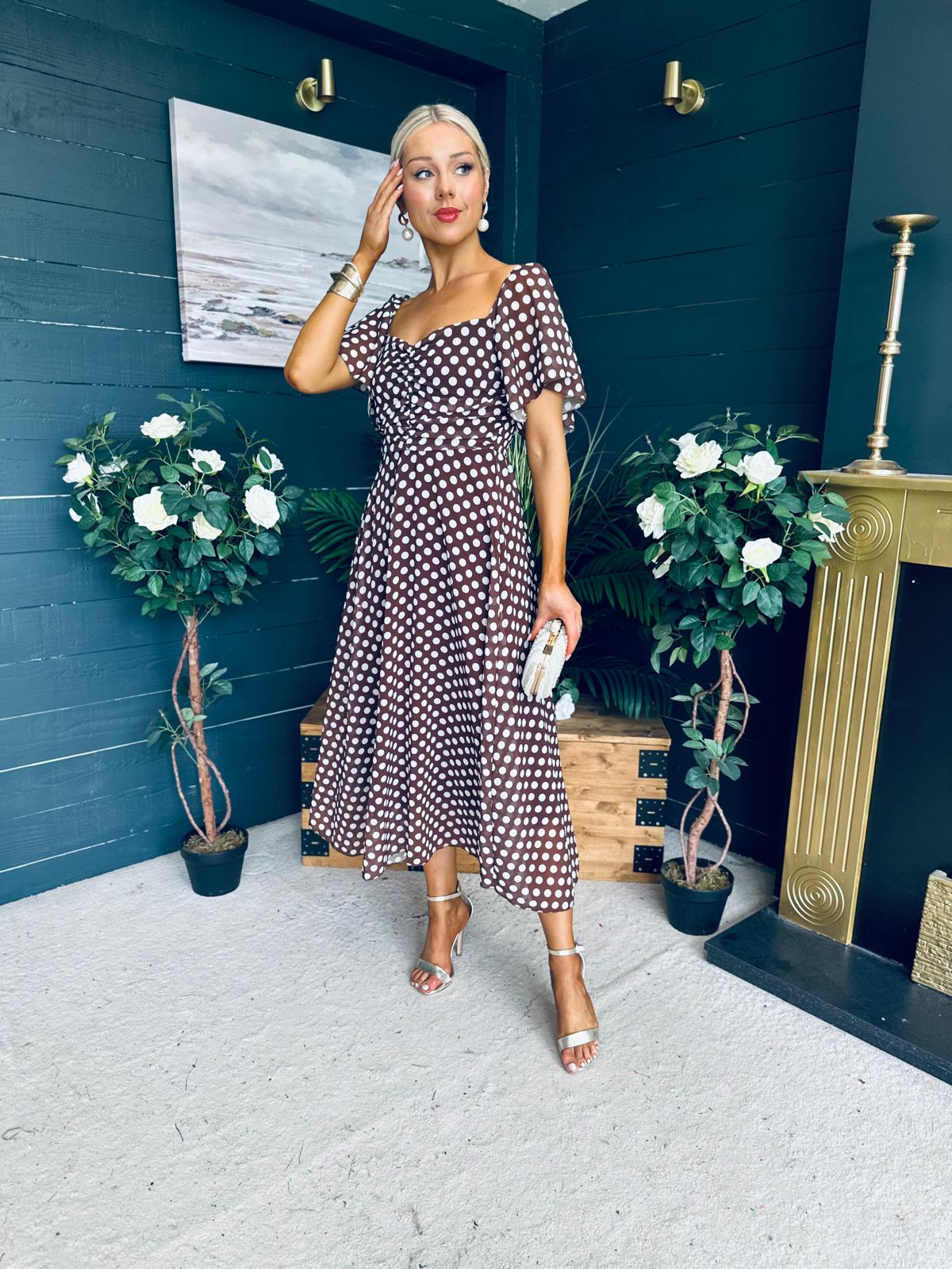 Aoibhe Detailed Midi Dress Coco Polka S