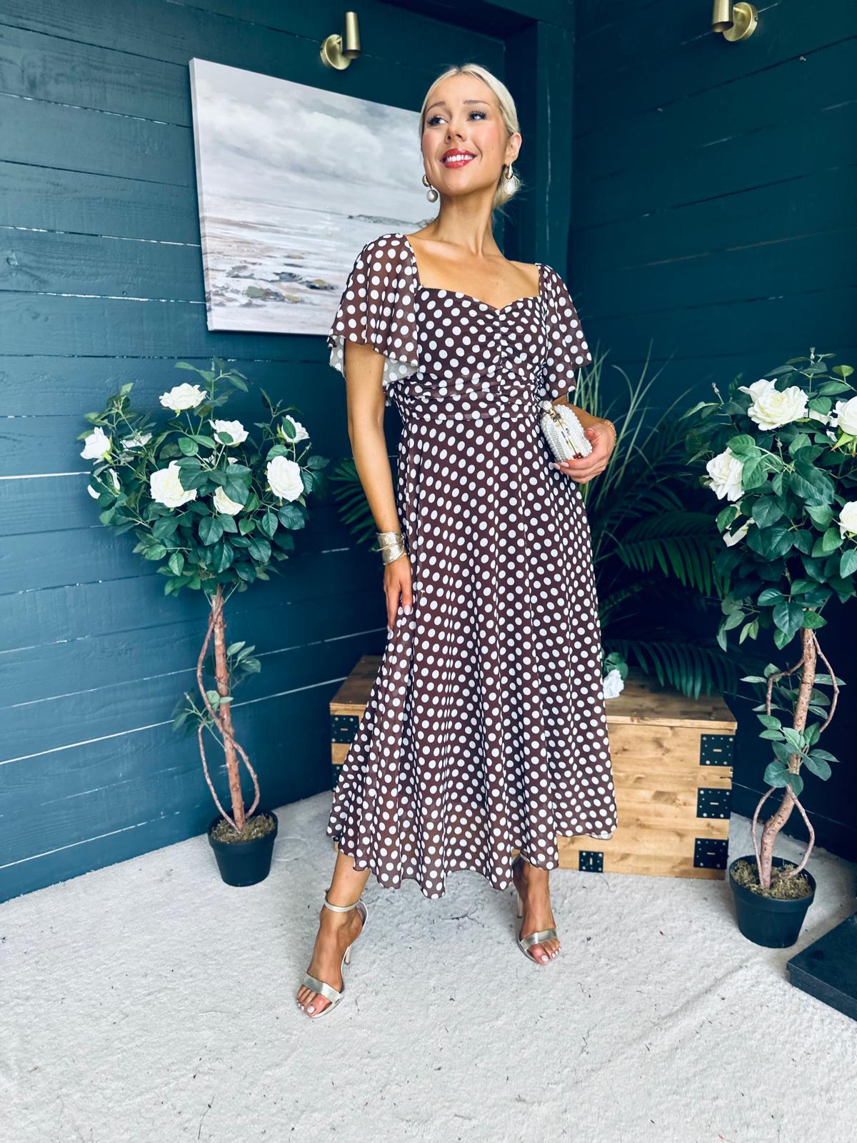 Aoibhe Detailed Midi Dress Coco Polka S