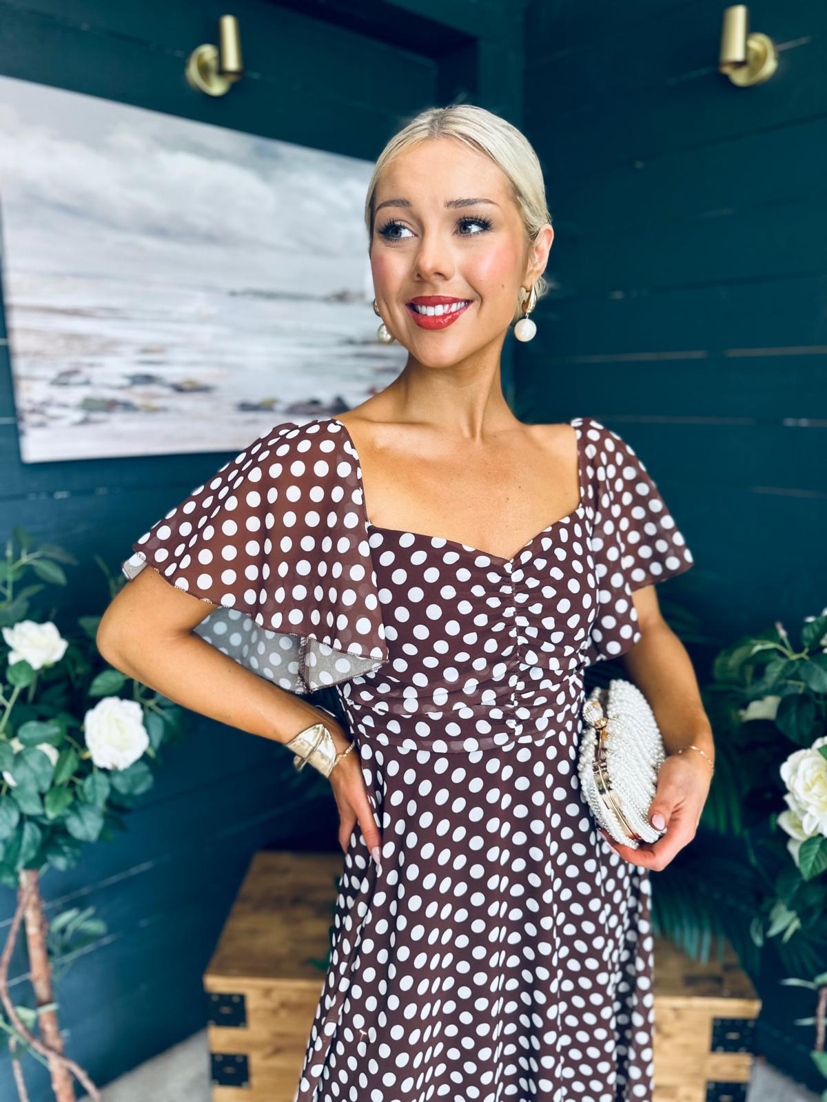 Aoibhe Detailed Midi Dress Coco Polka S