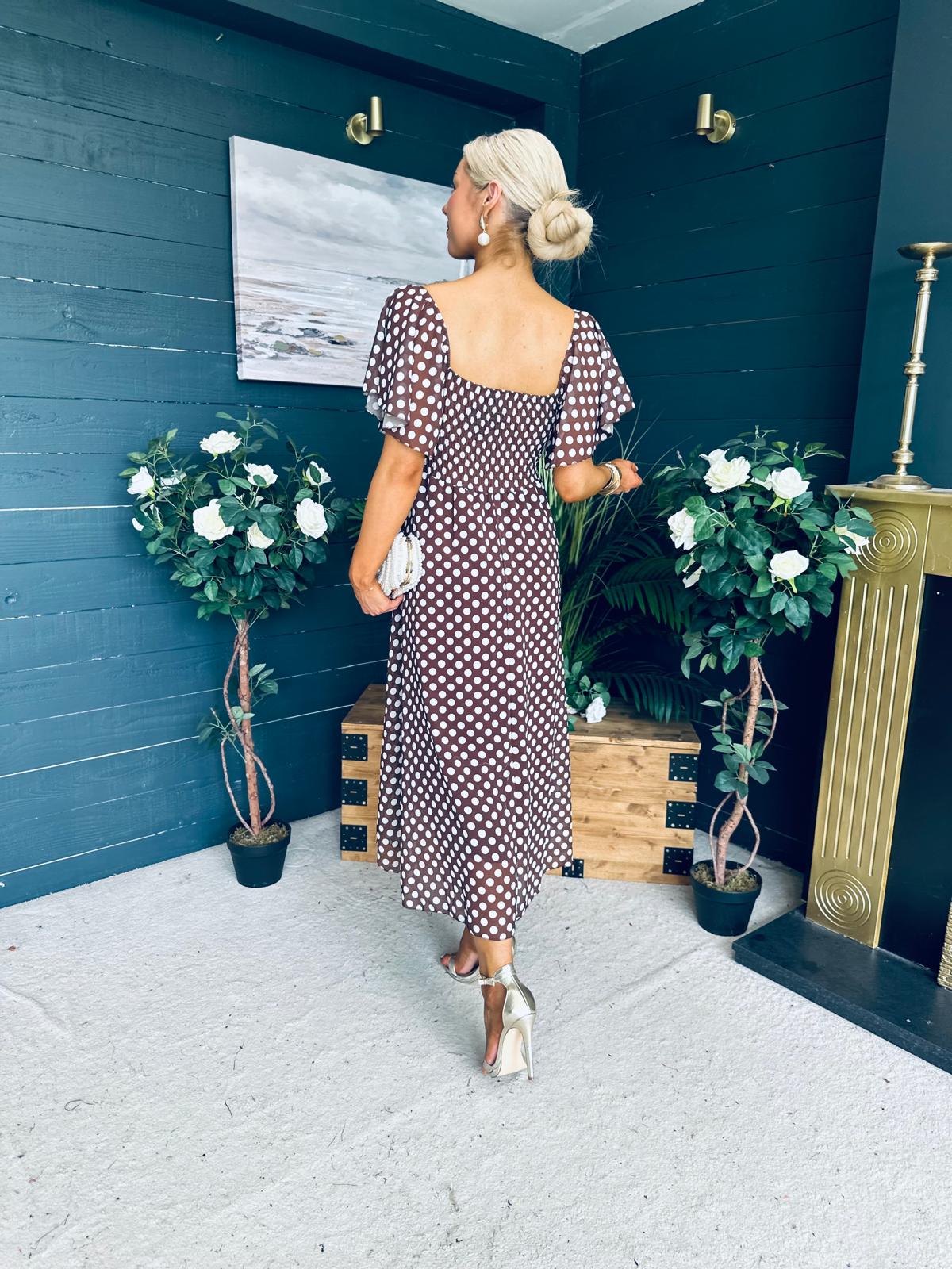 Aoibhe Detailed Midi Dress Coco Polka S
