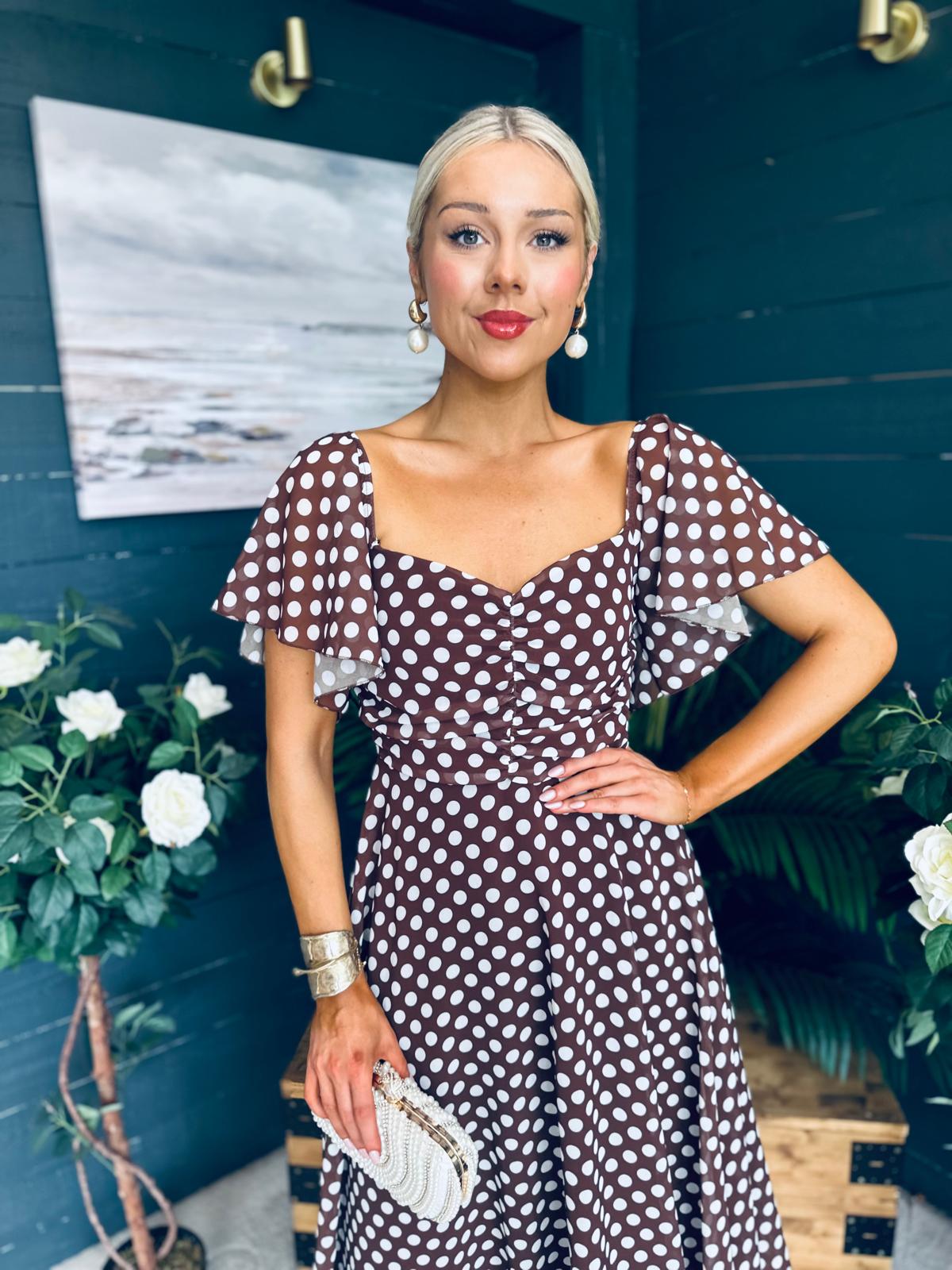 Aoibhe Detailed Midi Dress Coco Polka S