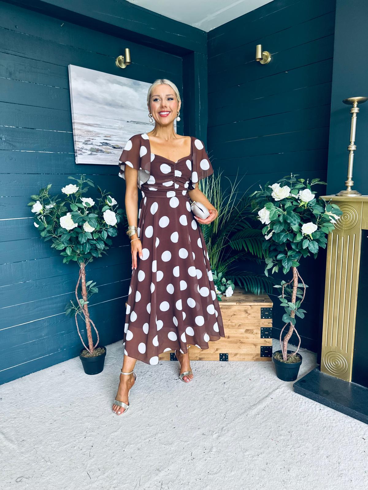 Aoibhe Detailed Midi Dress Coco Polka L