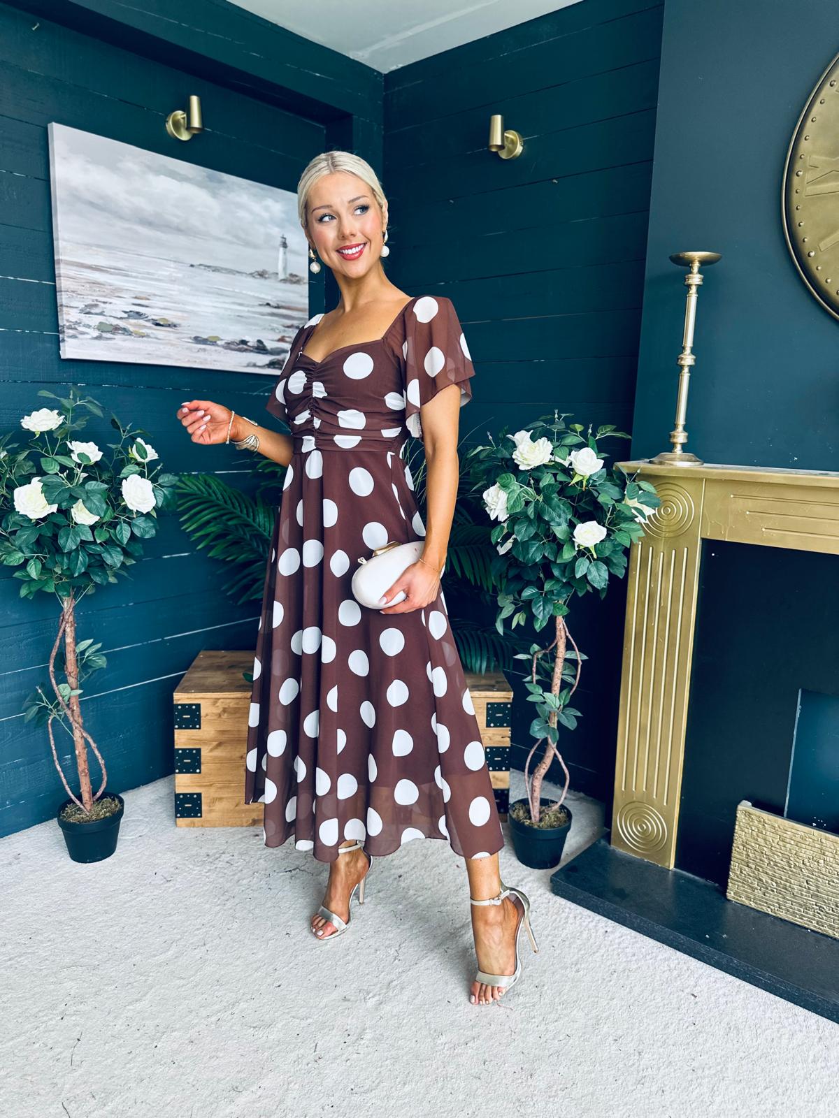 Aoibhe Detailed Midi Dress Coco Polka L