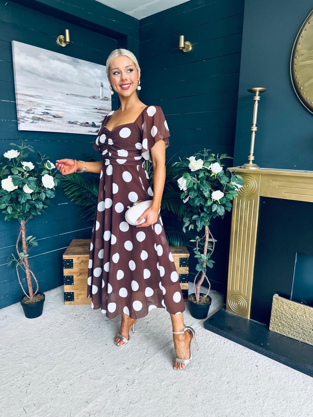 Aoibhe Detailed Midi Dress Coco Polka L