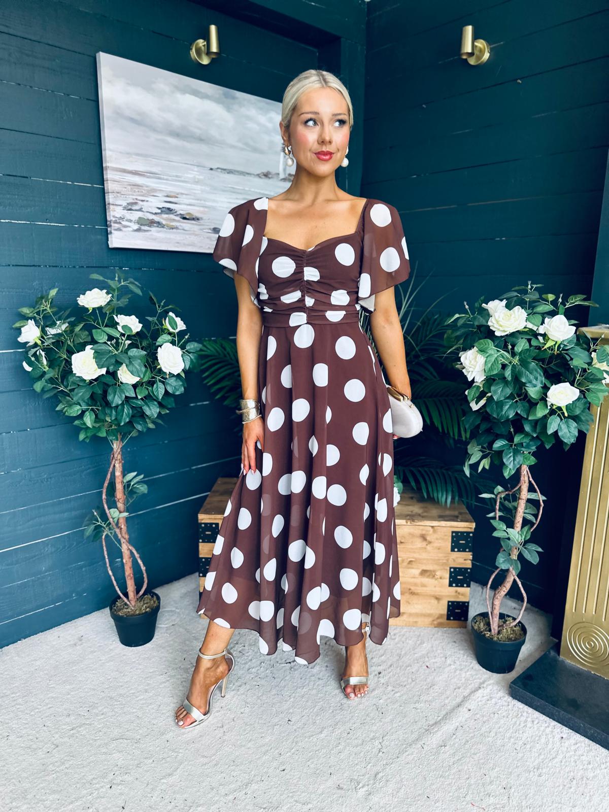 Aoibhe Detailed Midi Dress Coco Polka L