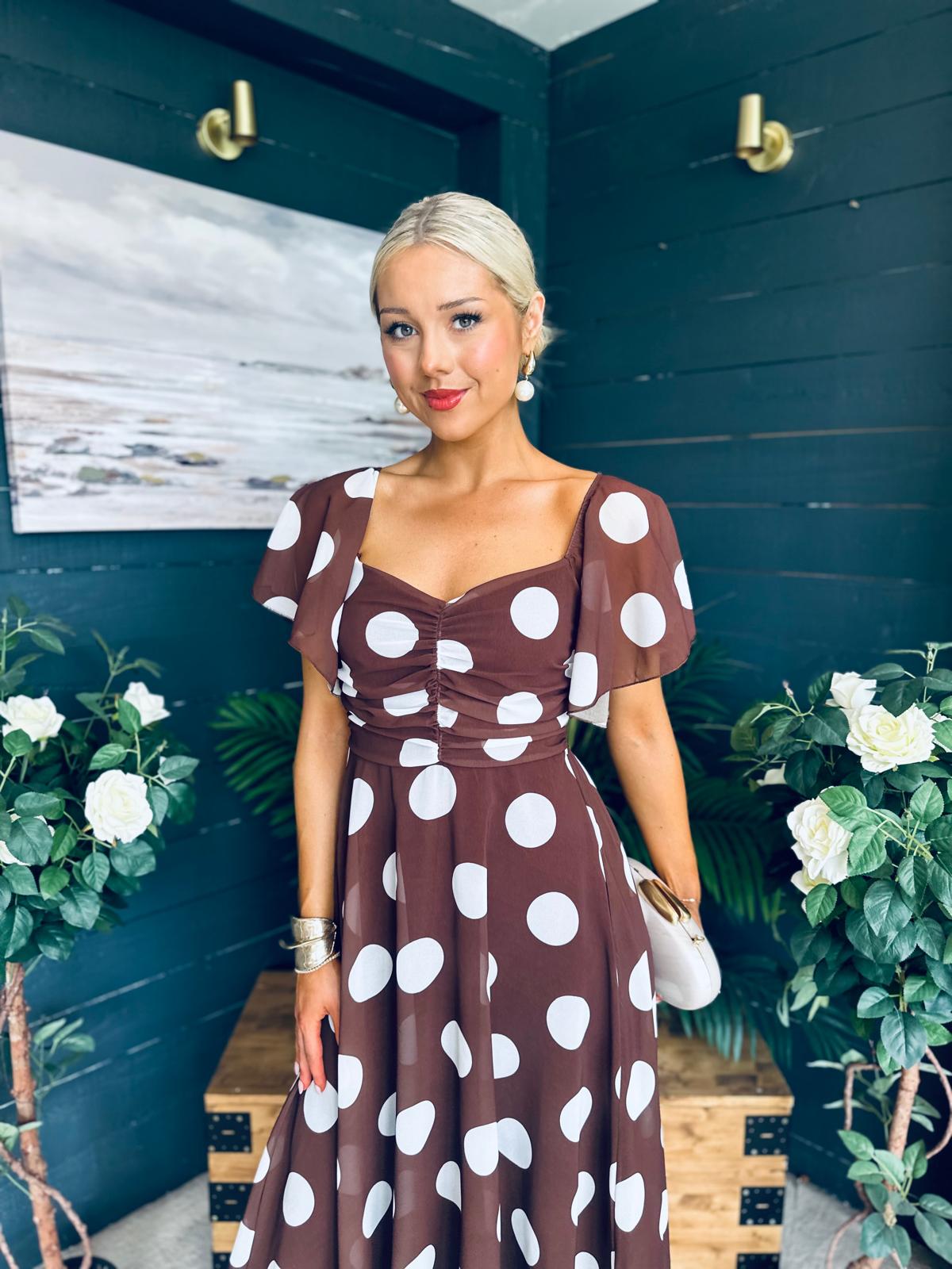 Aoibhe Detailed Midi Dress Coco Polka L