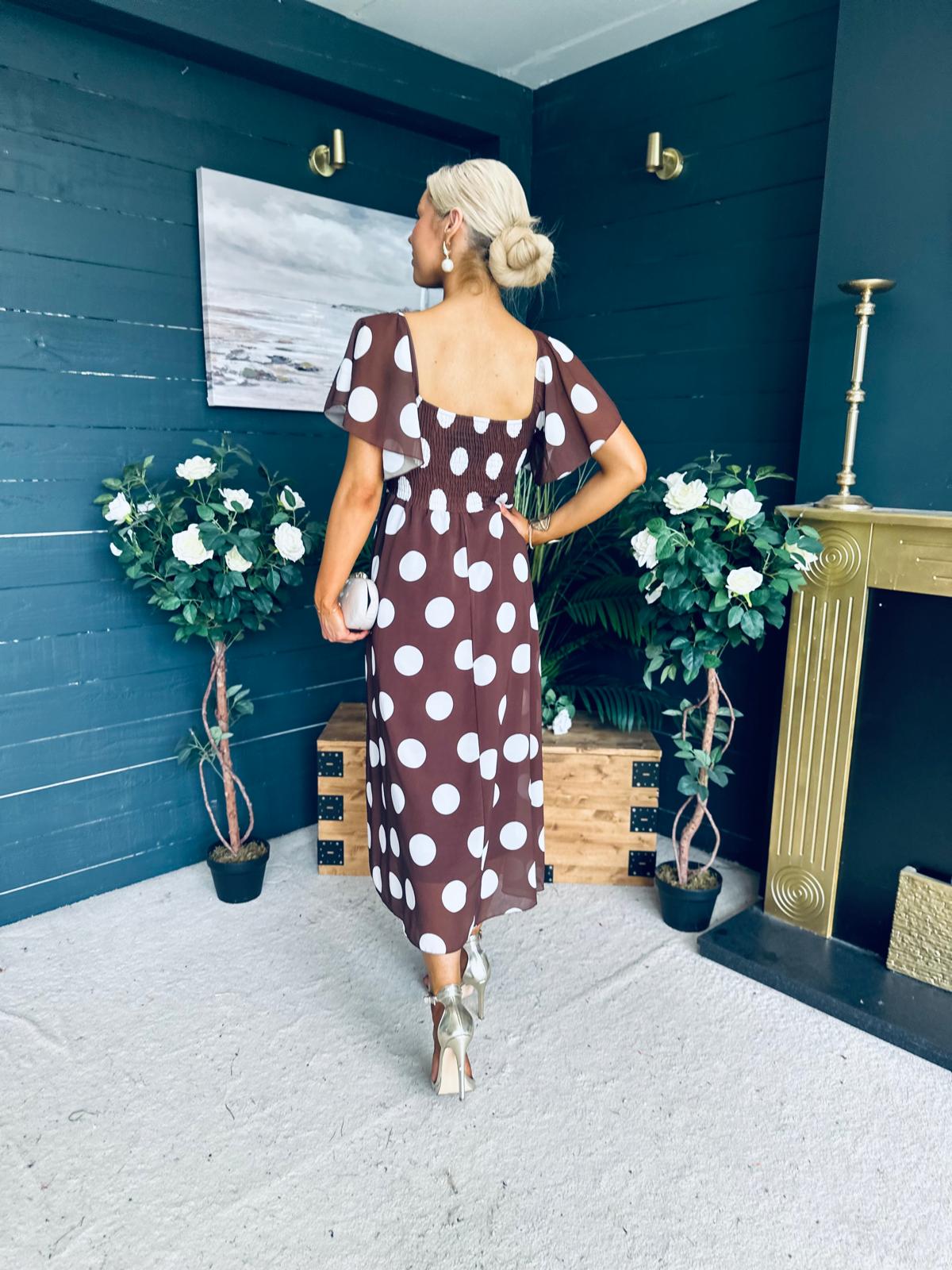 Aoibhe Detailed Midi Dress Coco Polka L