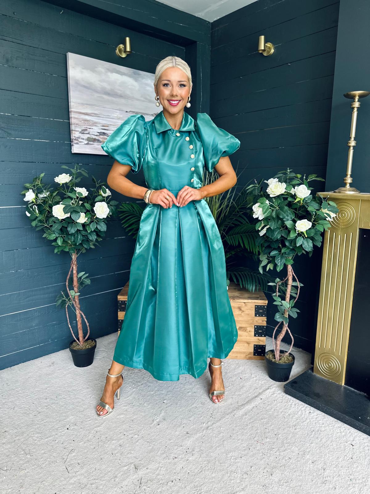 Felicity Detailed Occasion Midi Dress Forest