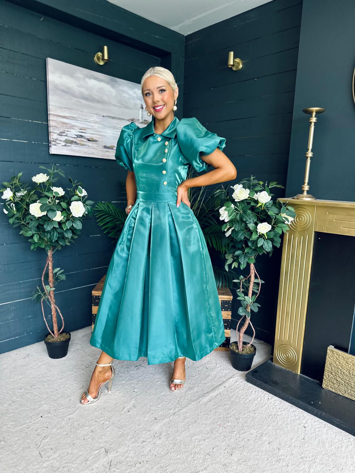 Felicity Detailed Occasion Midi Dress Forest