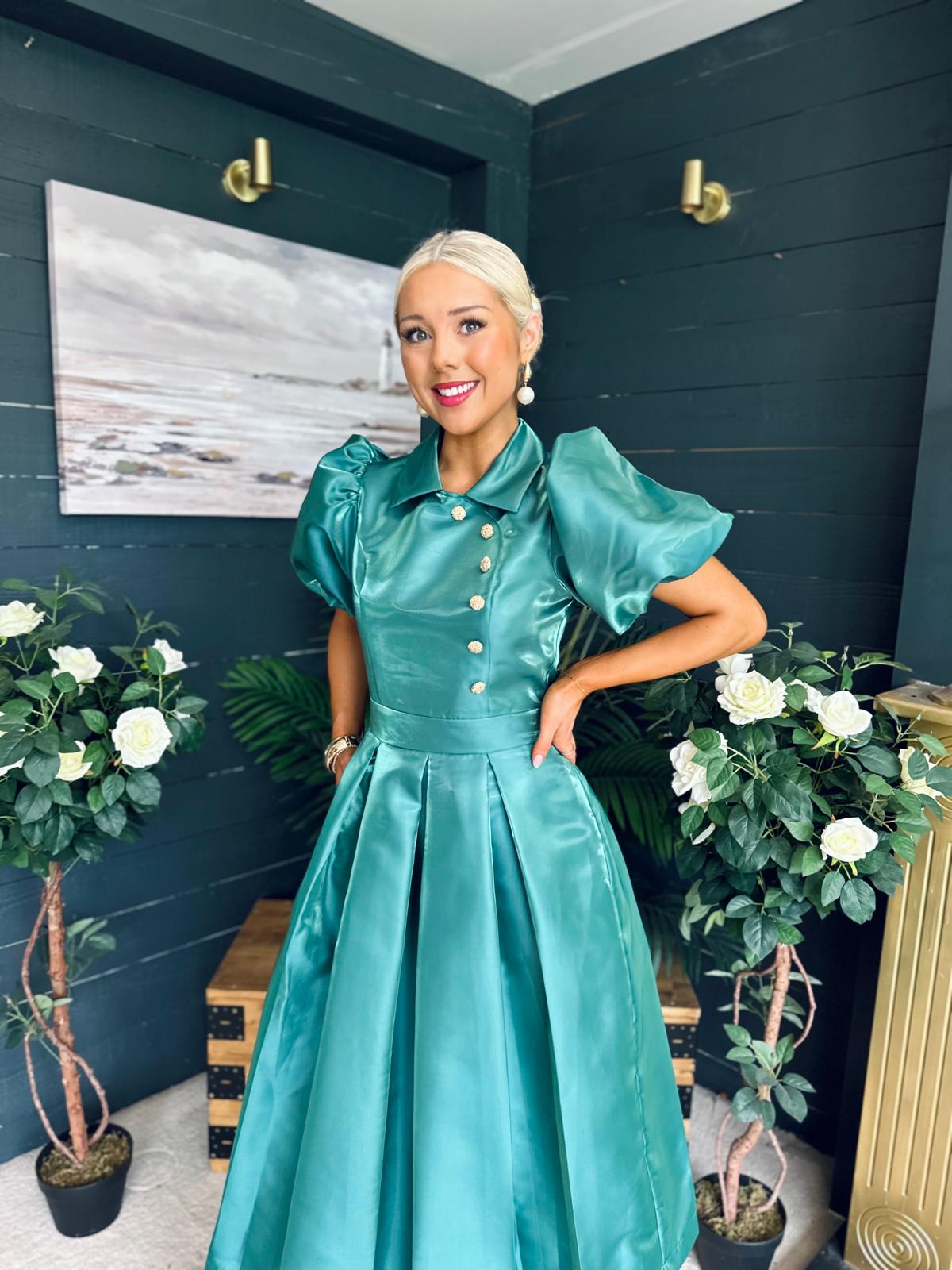 Felicity Detailed Occasion Midi Dress Forest