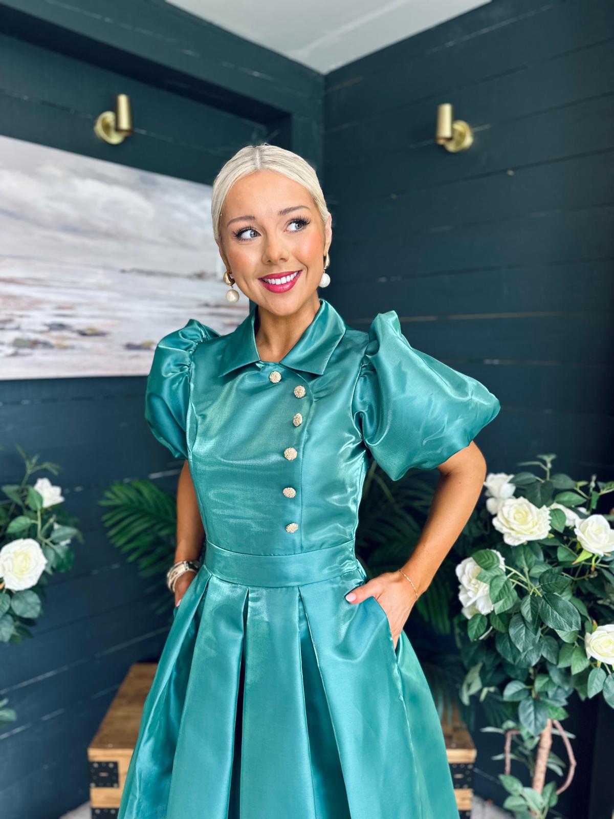 Felicity Detailed Occasion Midi Dress Forest