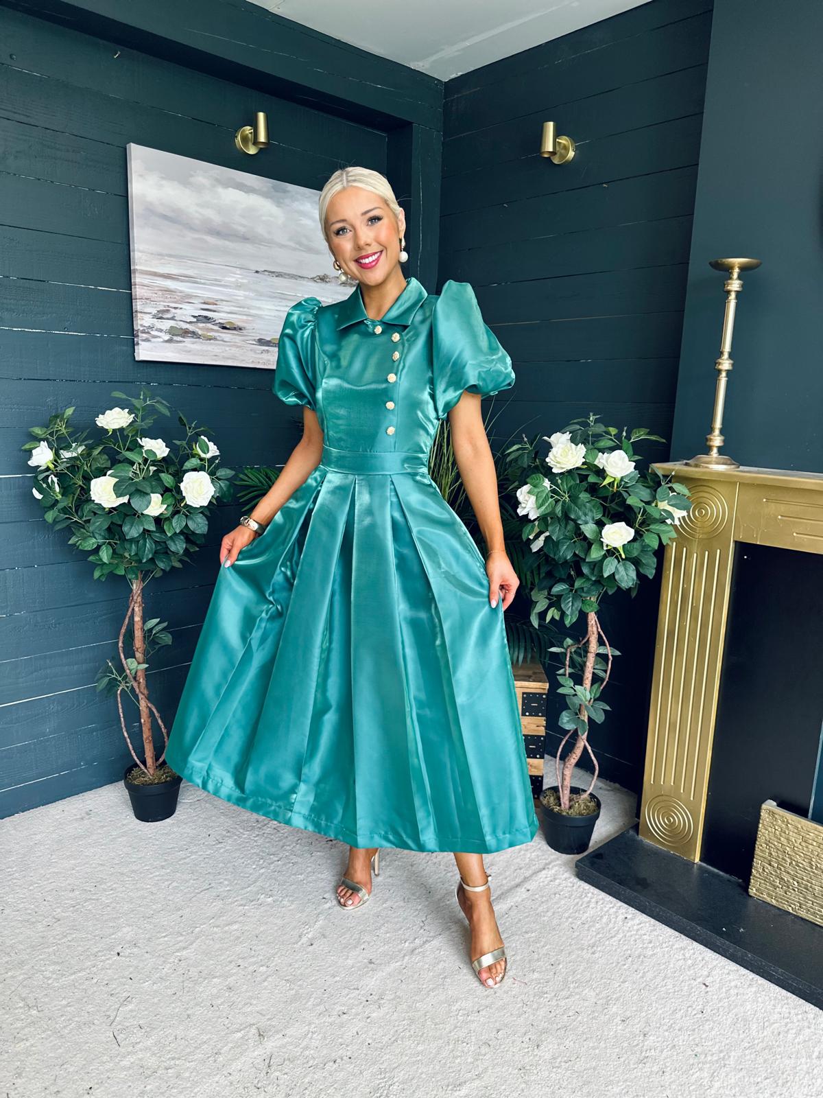 Felicity Detailed Occasion Midi Dress Forest