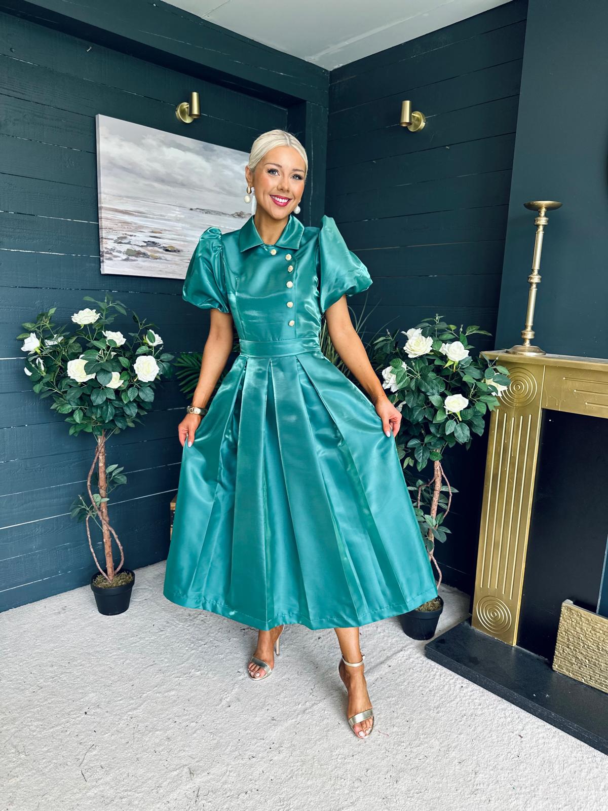 Felicity Detailed Occasion Midi Dress Forest