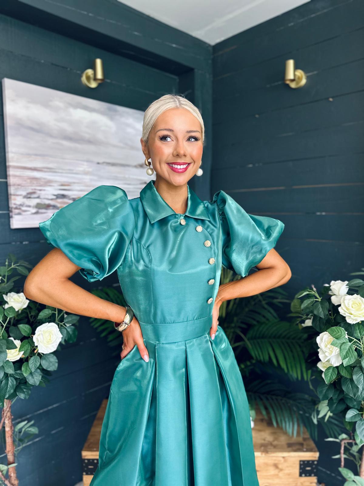 Felicity Detailed Occasion Midi Dress Forest
