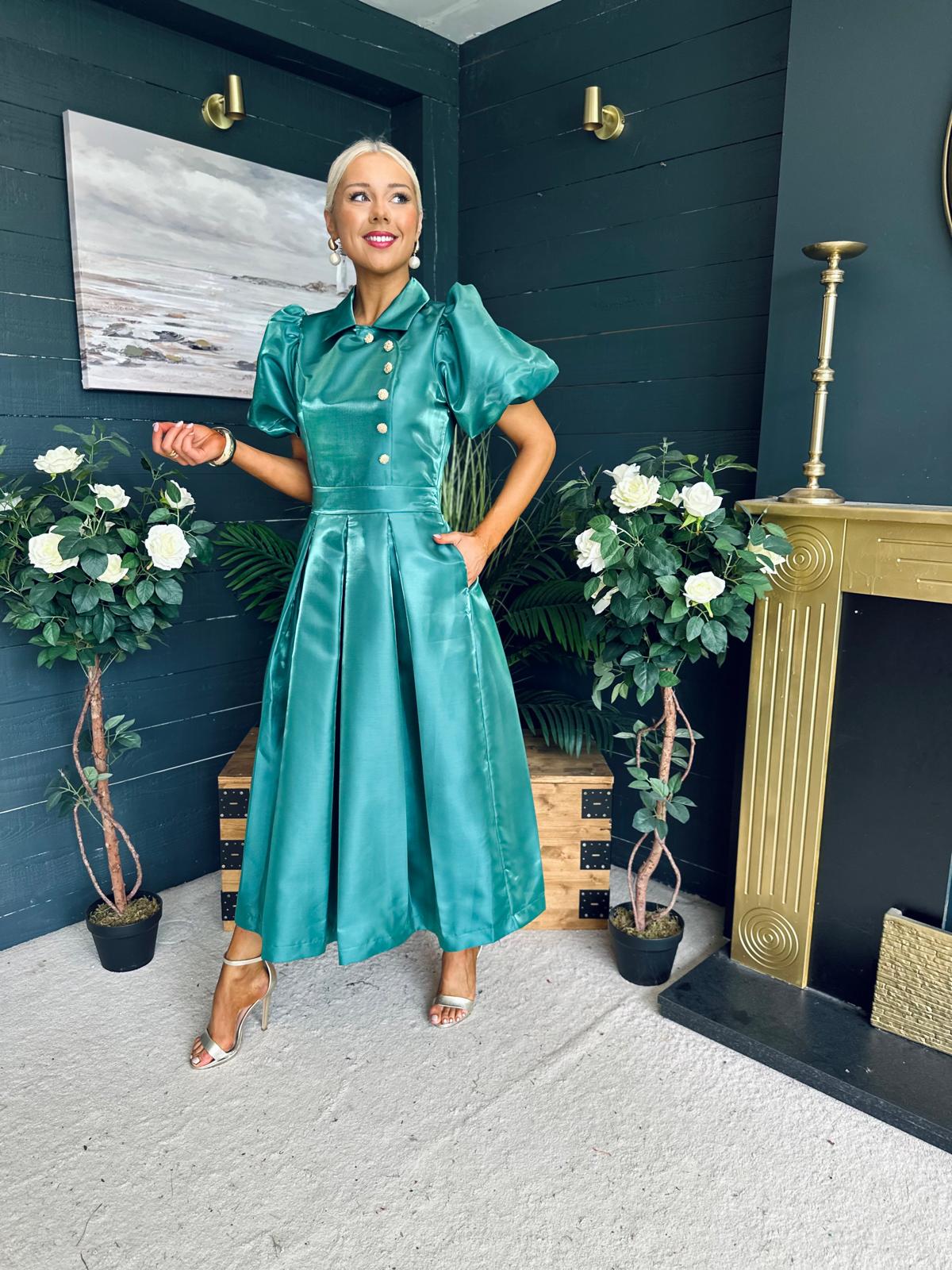 Felicity Detailed Occasion Midi Dress Forest