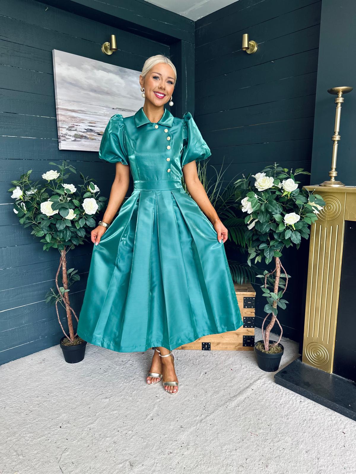 Felicity Detailed Occasion Midi Dress Forest