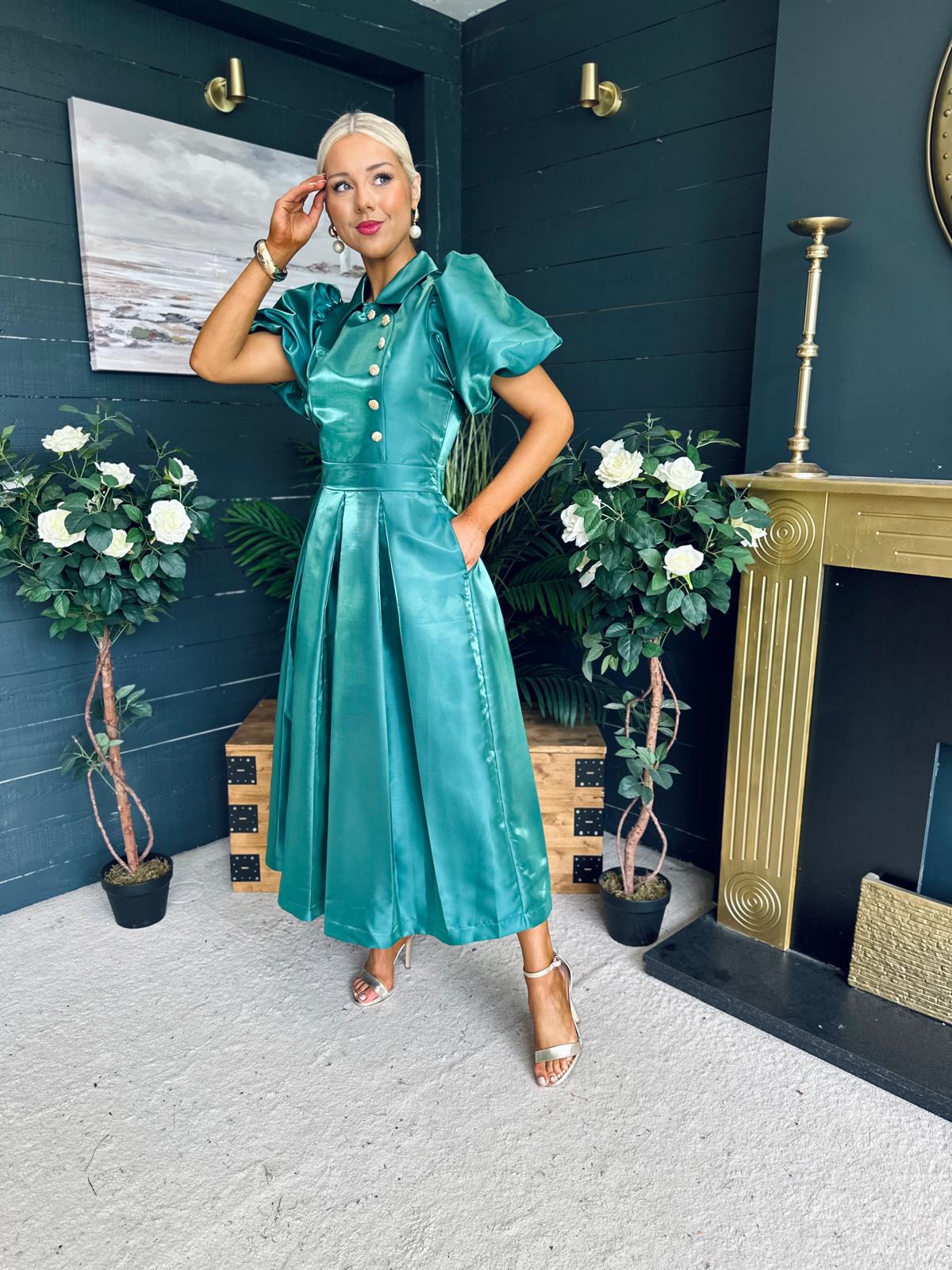 Felicity Detailed Occasion Midi Dress Forest