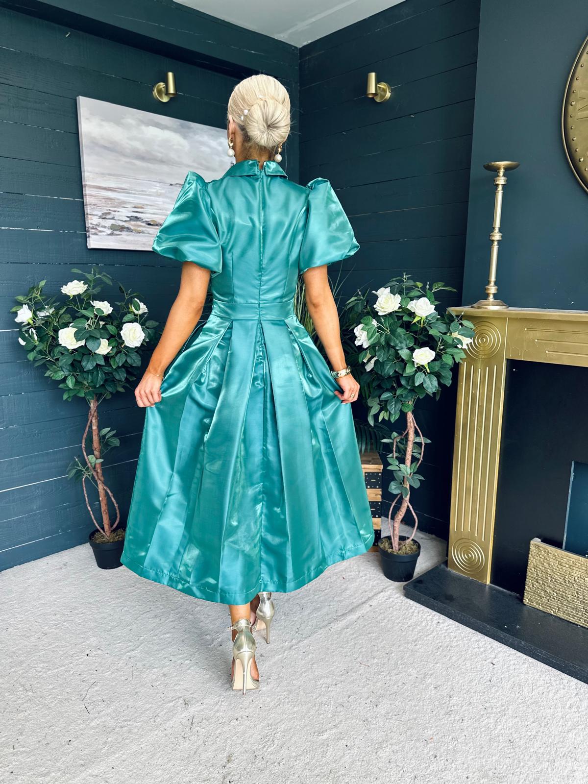 Felicity Detailed Occasion Midi Dress Forest