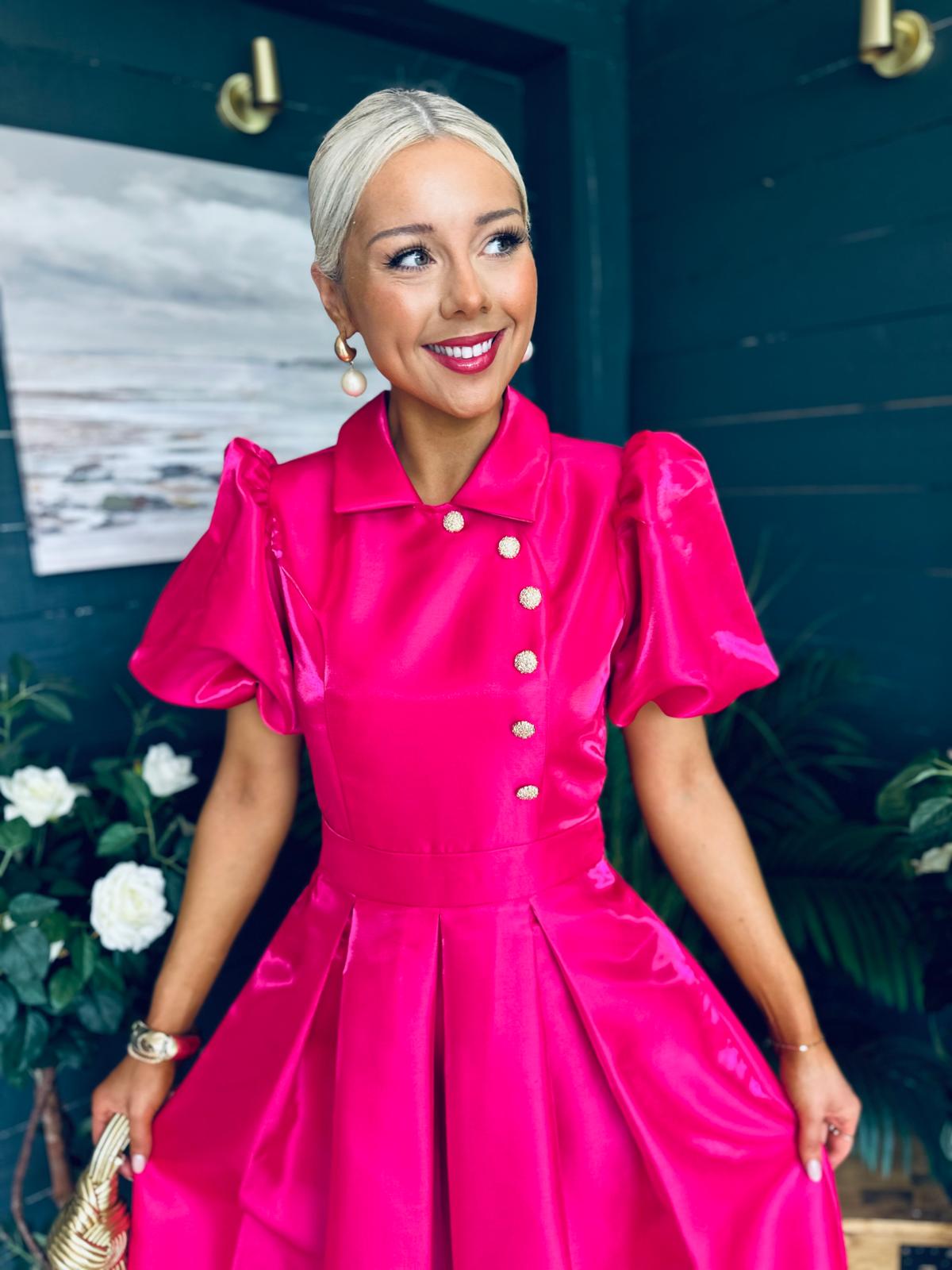 Felicity Detailed Occasion Midi Dress Pink
