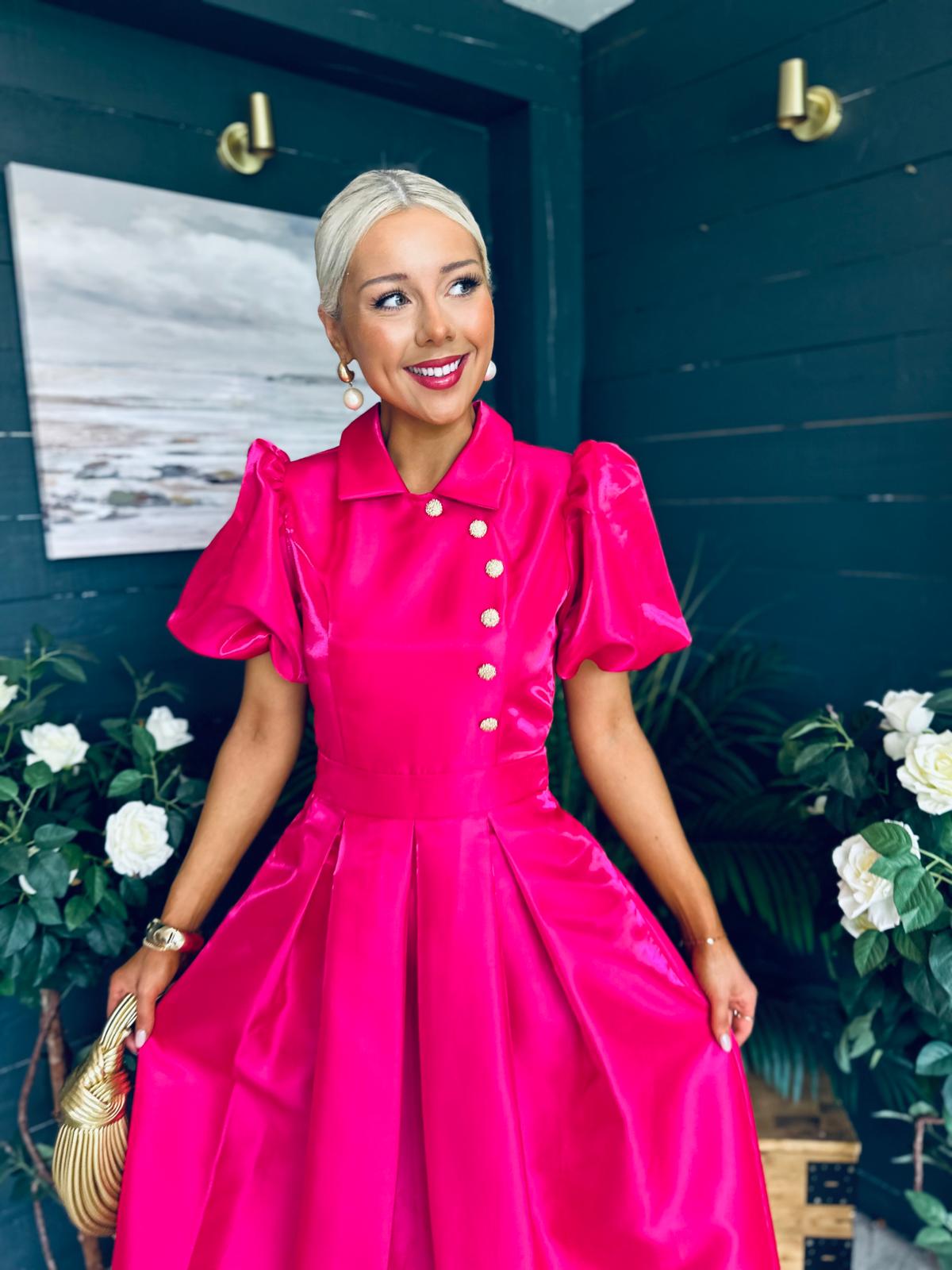 Felicity Detailed Occasion Midi Dress Pink