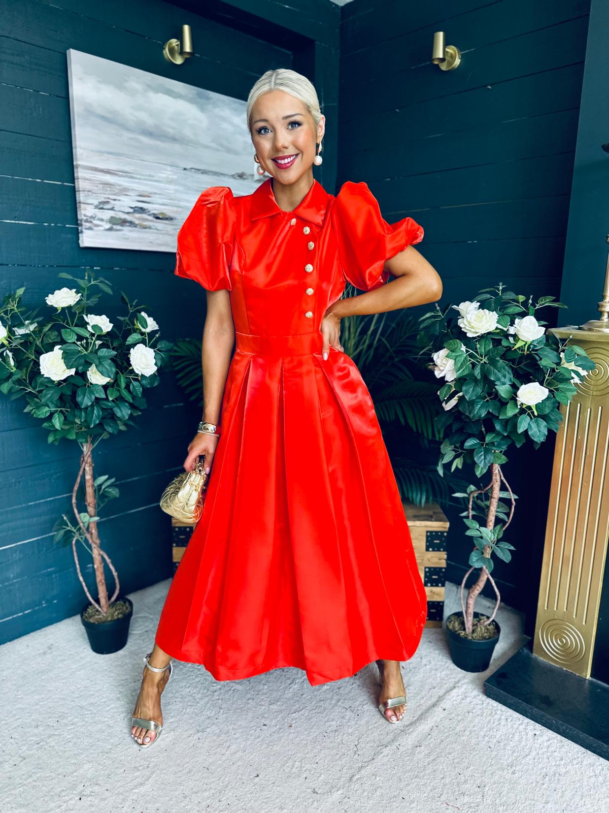 Felicity Detailed Occasion Midi Dress Amber