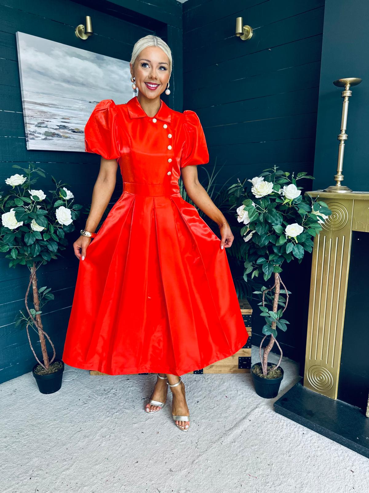 Felicity Detailed Occasion Midi Dress Amber