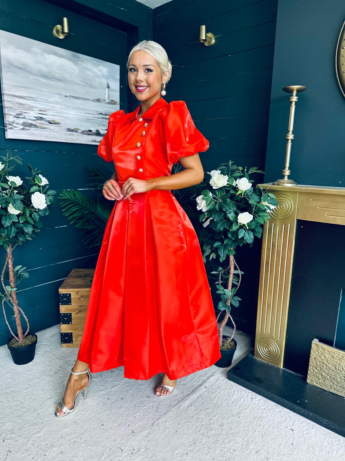 Felicity Detailed Occasion Midi Dress Amber