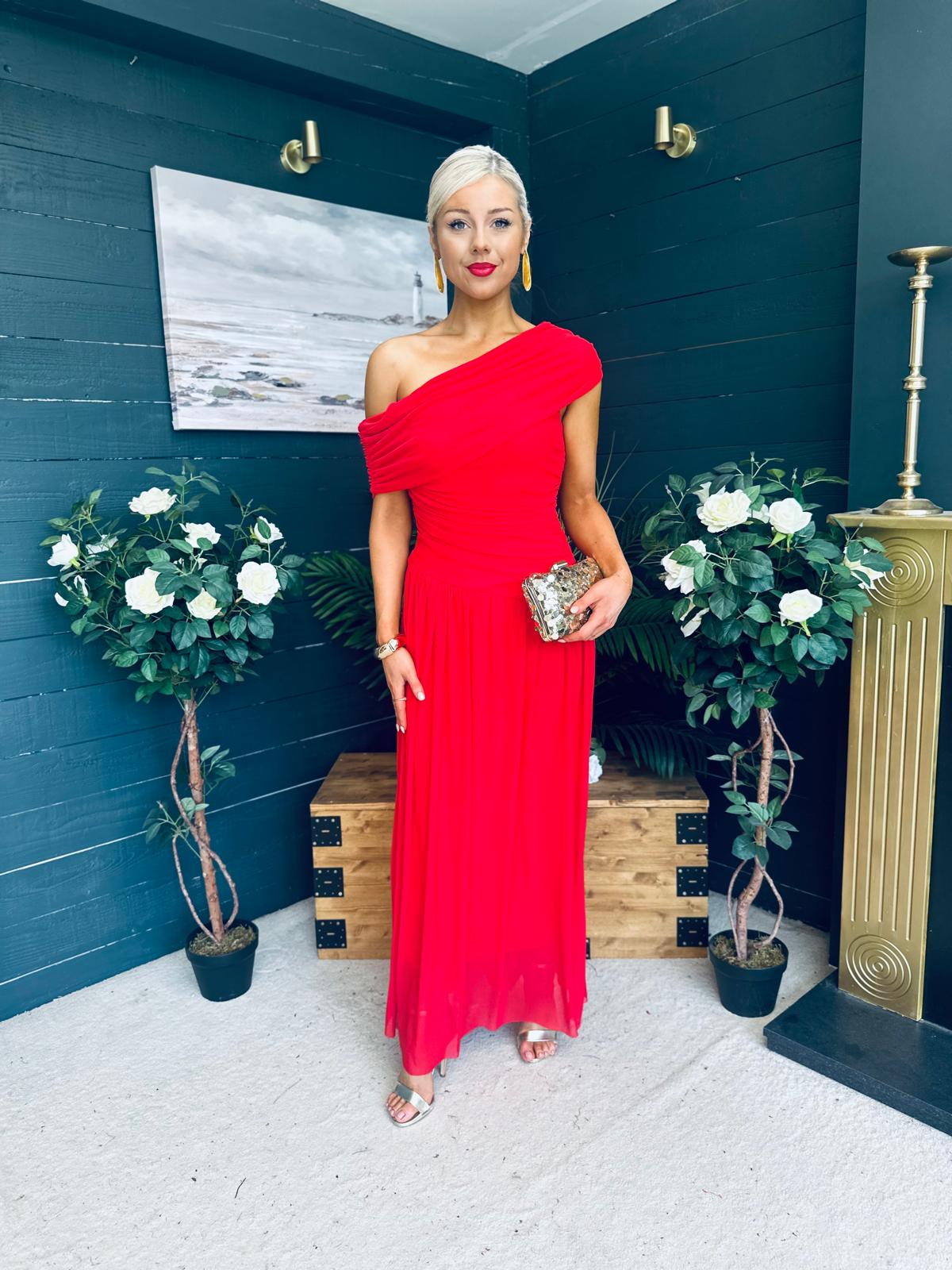Vienna Occasion Maxi Mech Dress Red