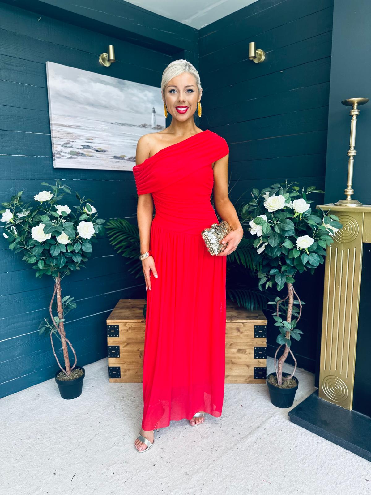 Vienna Occasion Maxi Mech Dress Red