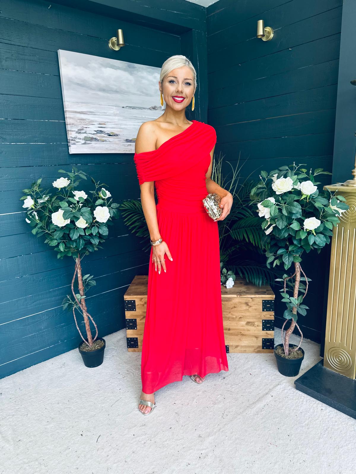 Vienna Occasion Maxi Mech Dress Red