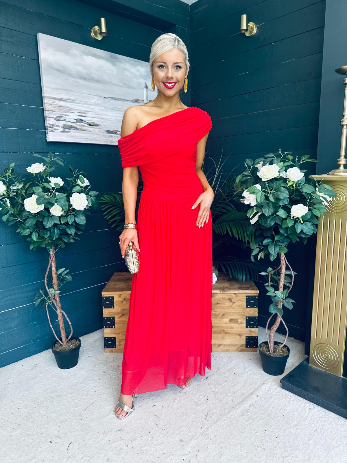 Vienna Occasion Maxi Mech Dress Red