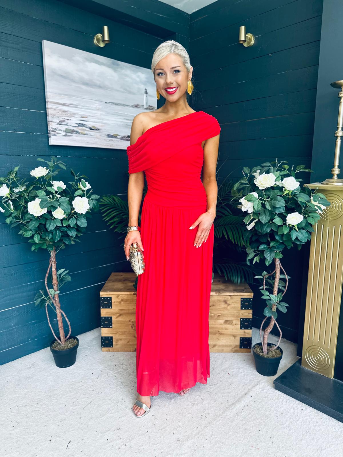Vienna Occasion Maxi Mech Dress Red