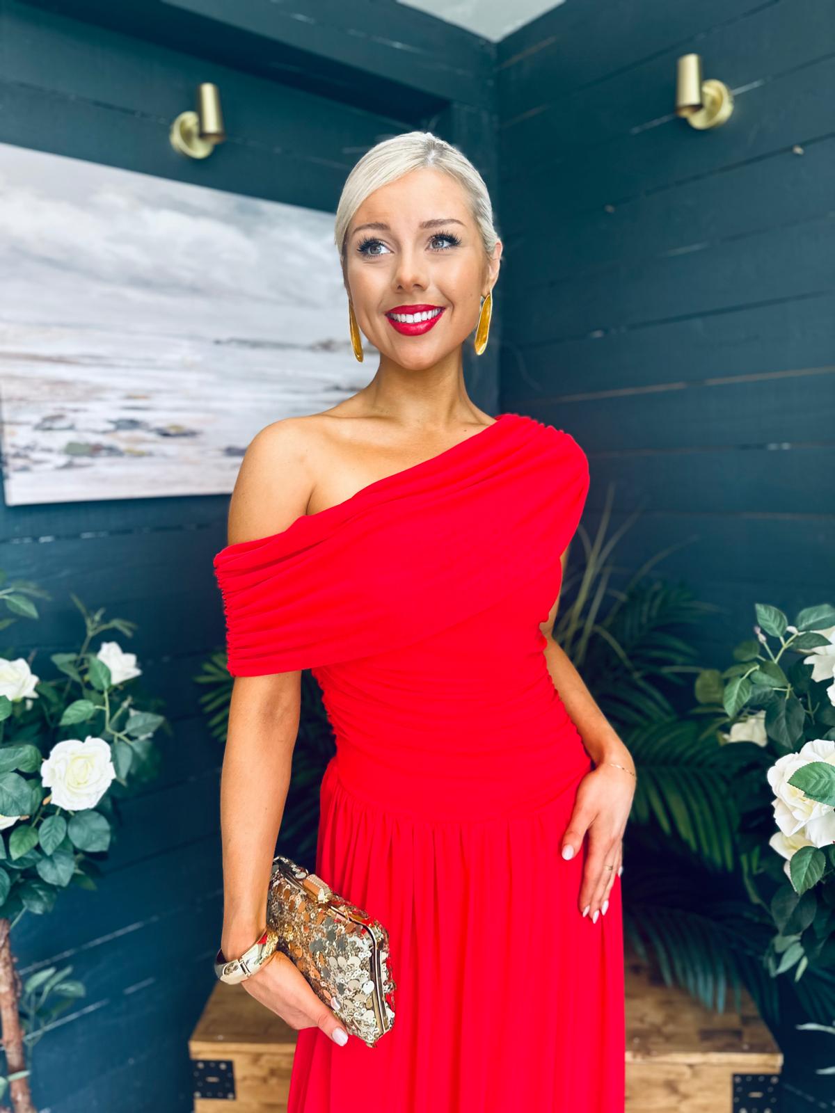 Vienna Occasion Maxi Mech Dress Red