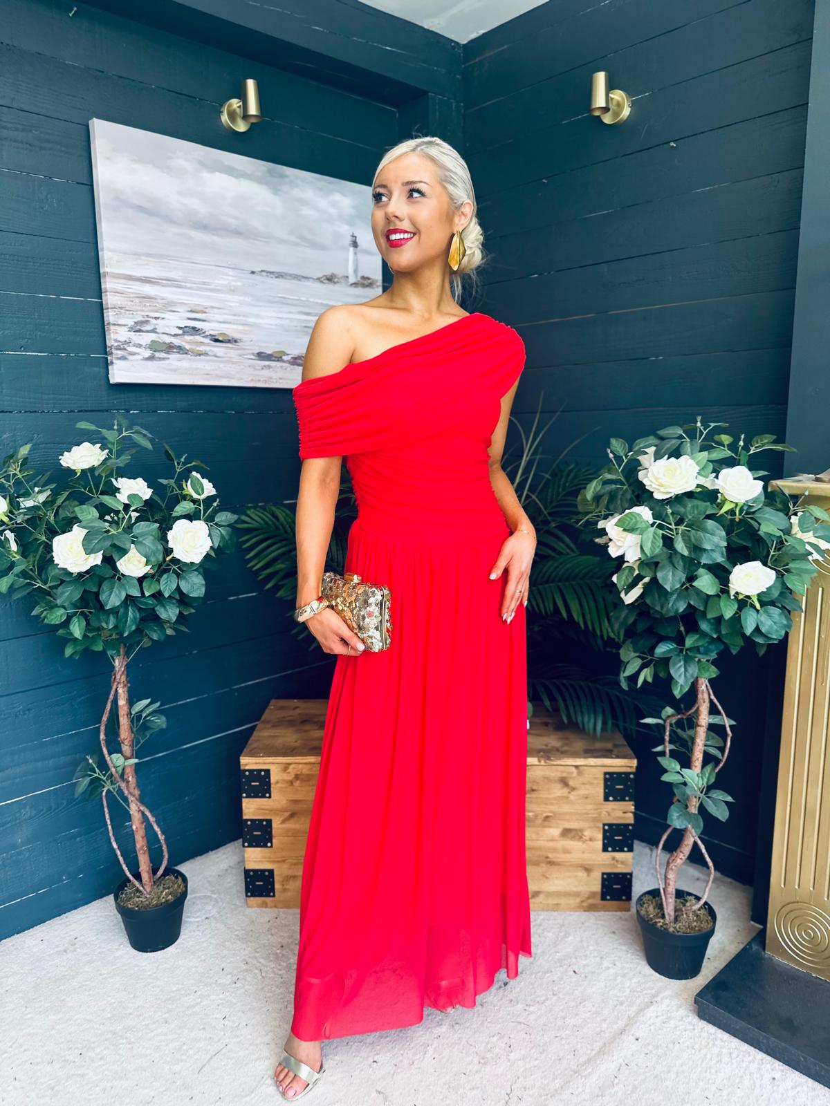 Vienna Occasion Maxi Mech Dress Red