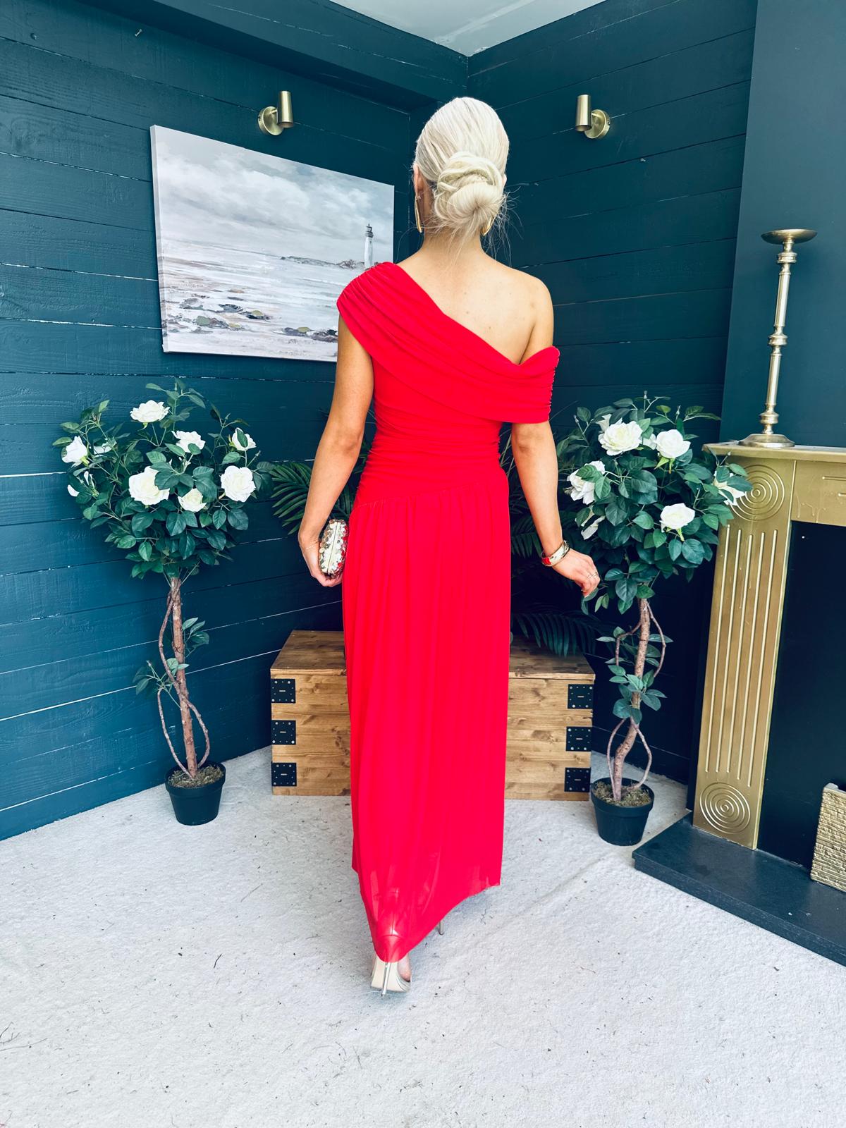 Vienna Occasion Maxi Mech Dress Red