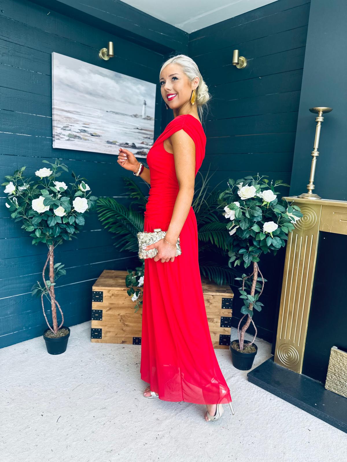 Vienna Occasion Maxi Mech Dress Red