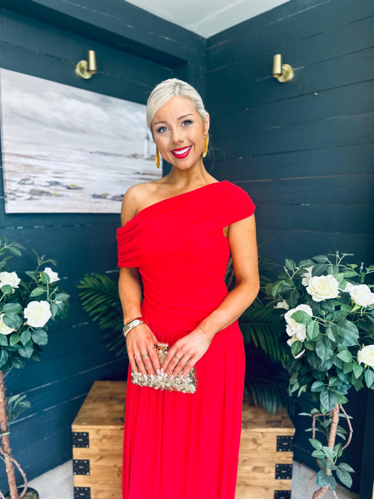 Vienna Occasion Maxi Mech Dress Red