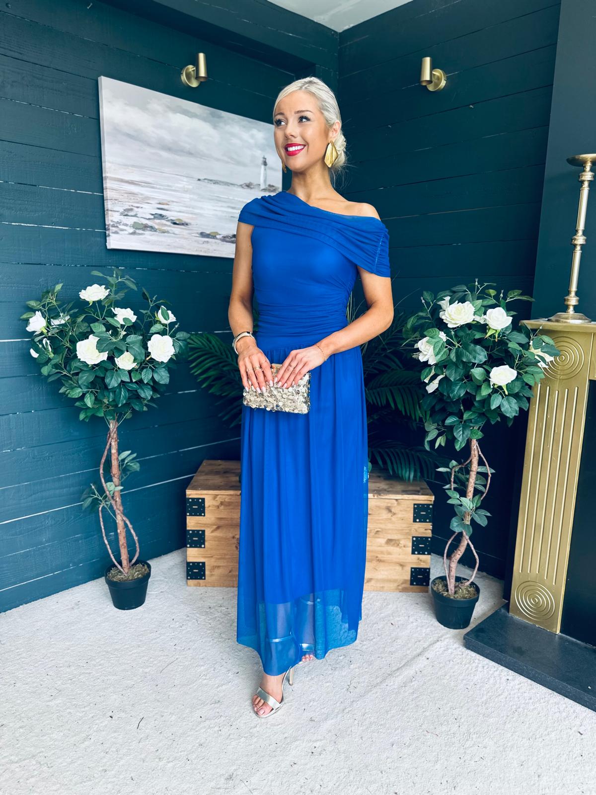 Vienna Occasion Maxi Mech Dress Cobalt