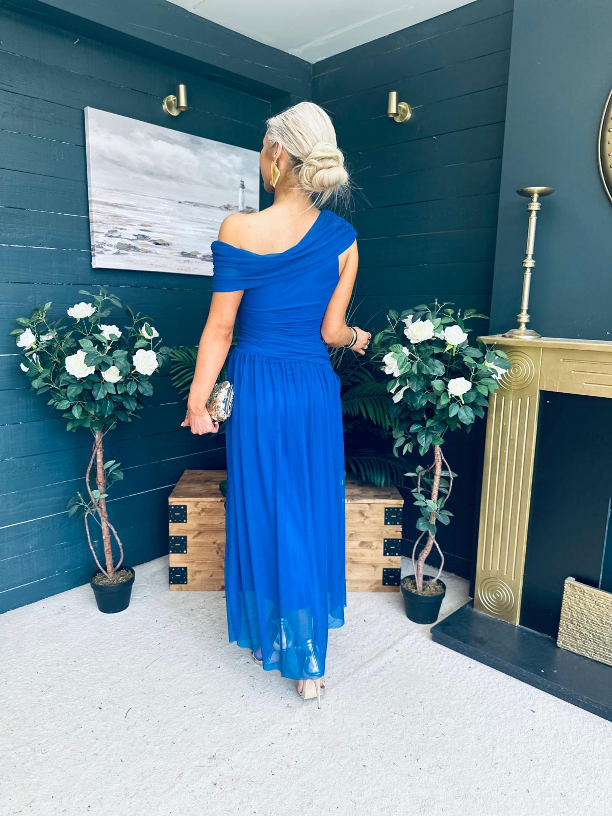 Vienna Occasion Maxi Mech Dress Cobalt