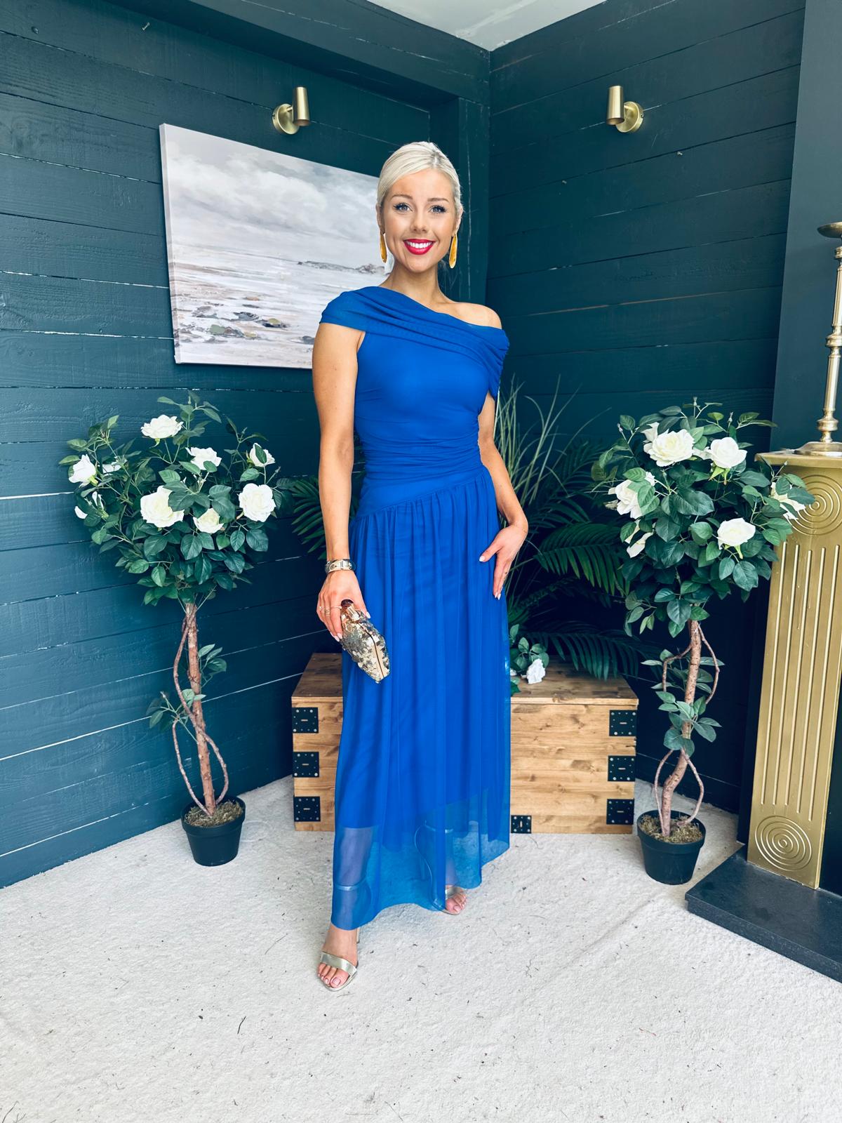 Vienna Occasion Maxi Mech Dress Cobalt