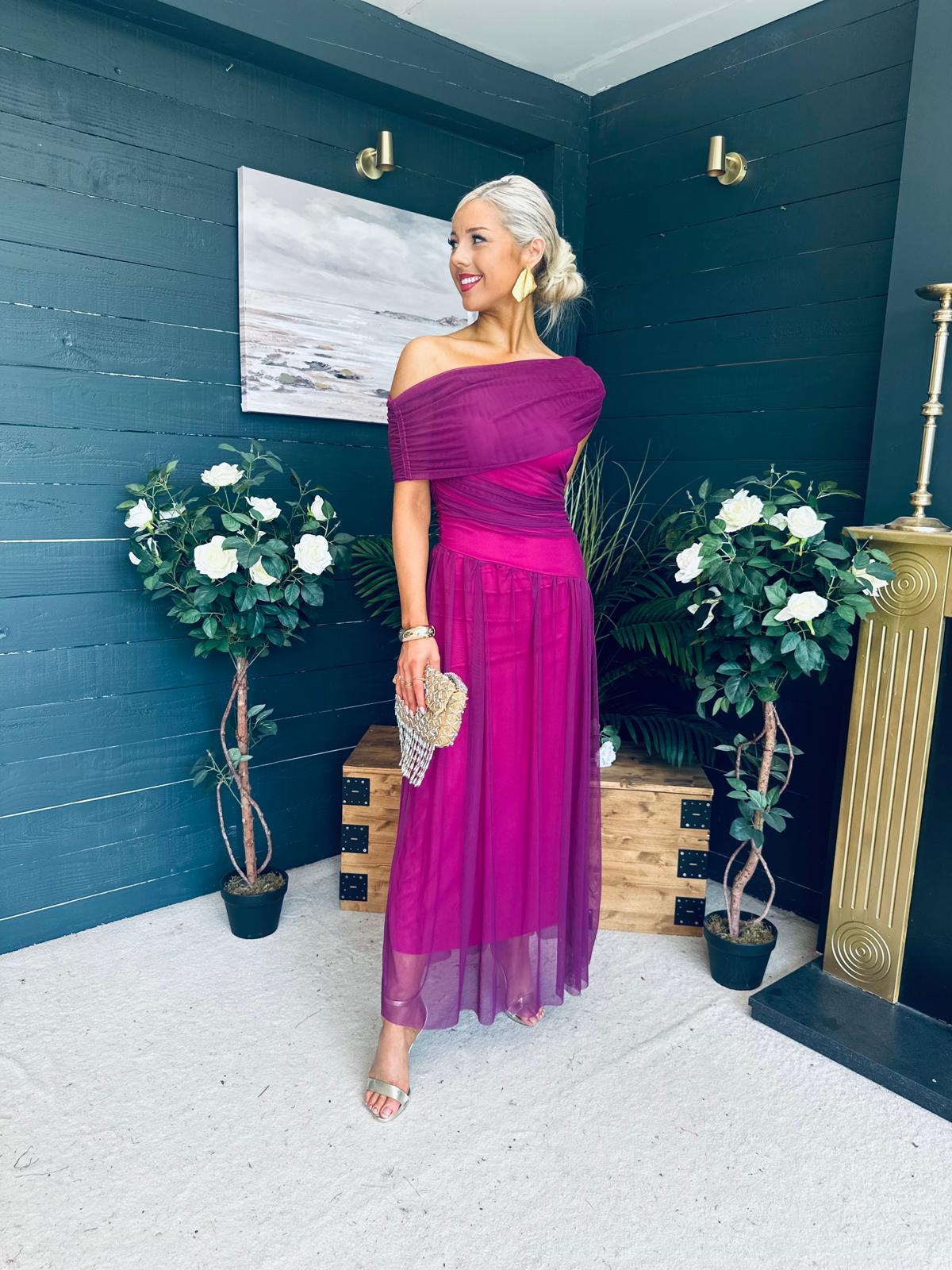 Vienna Occasion Maxi Mech Dress Violet