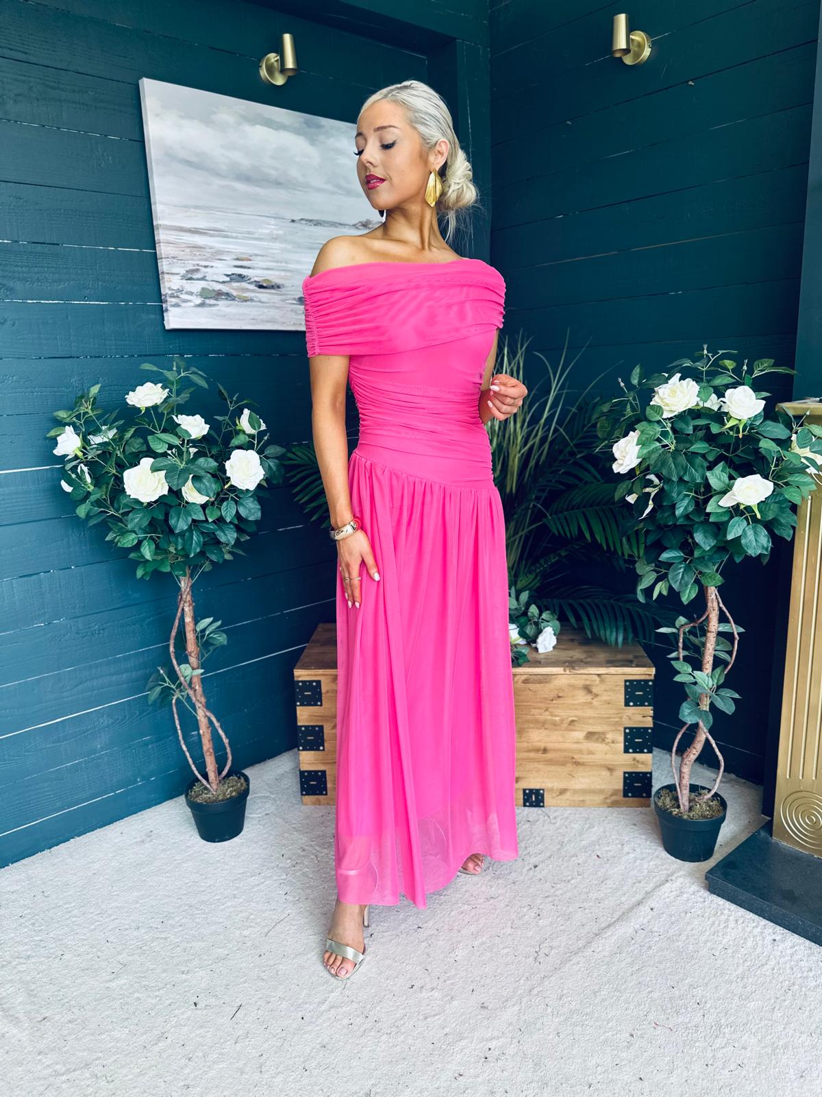 Vienna Occasion Maxi Mech Dress Pink