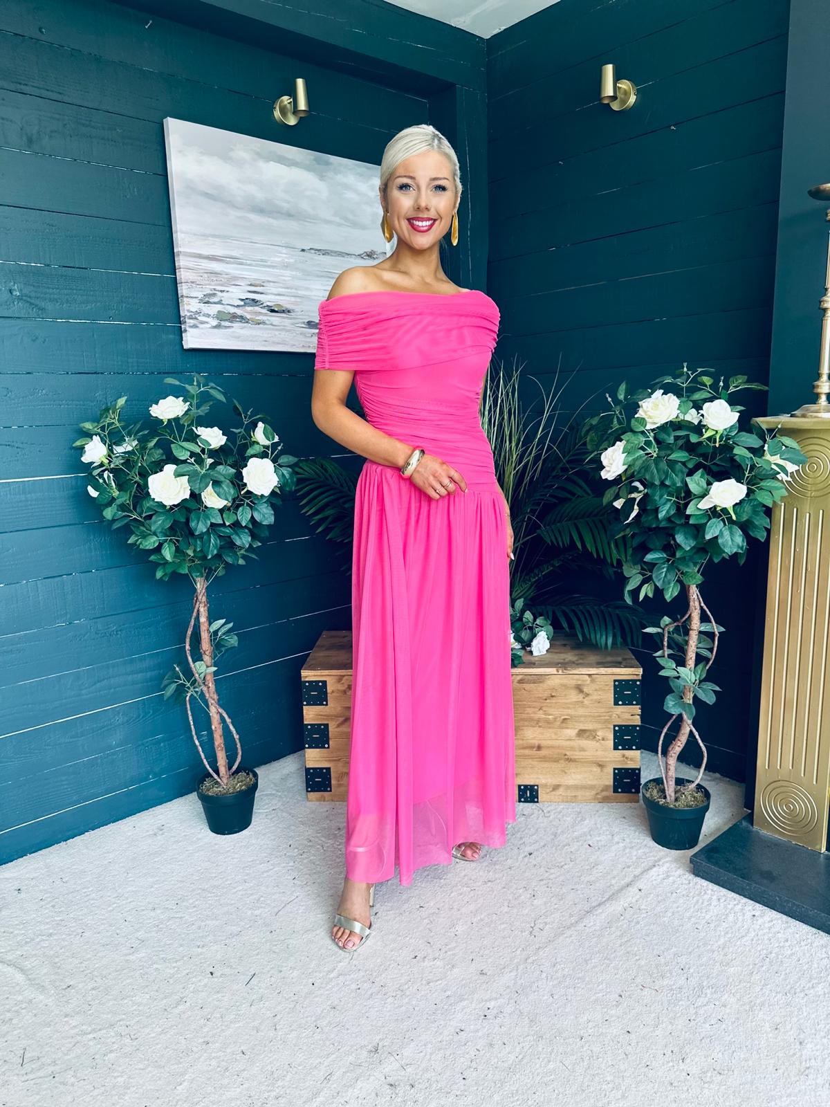 Vienna Occasion Maxi Mech Dress Pink