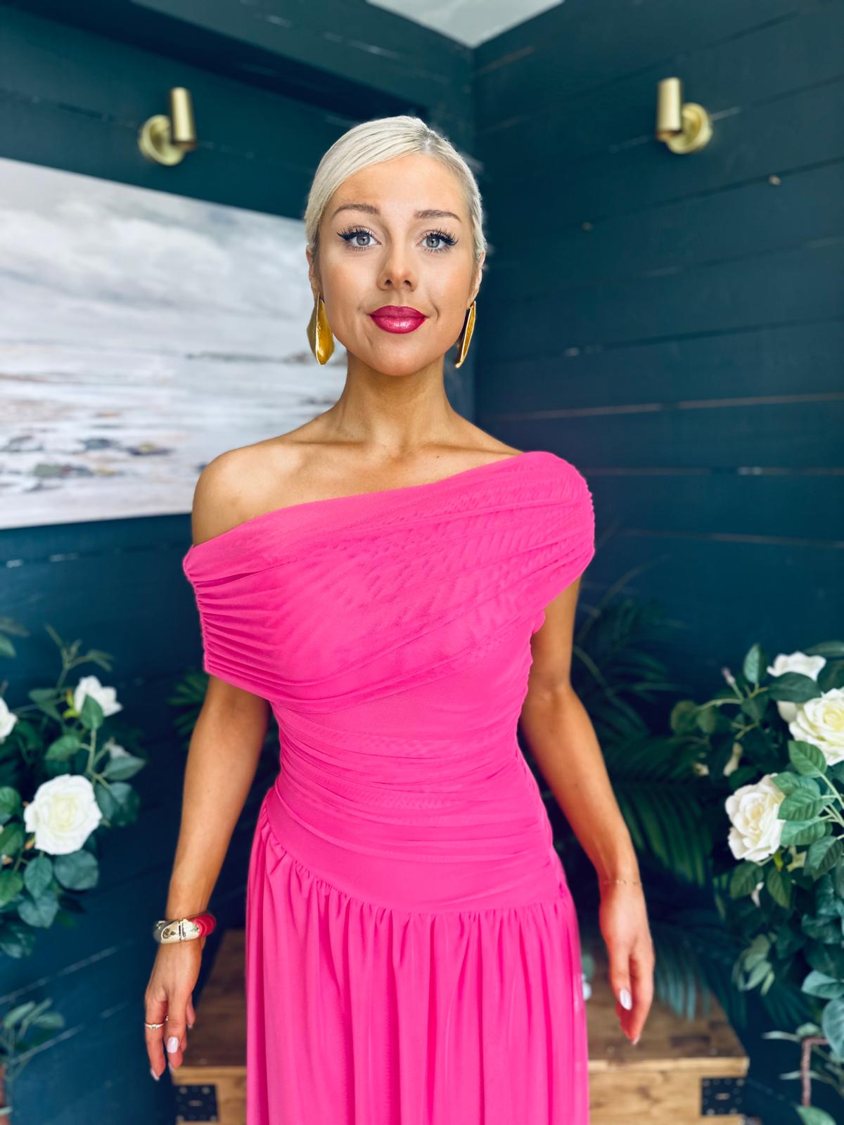 Vienna Occasion Maxi Mech Dress Pink