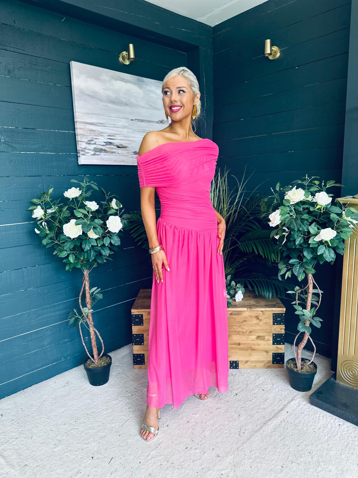 Vienna Occasion Maxi Mech Dress Pink
