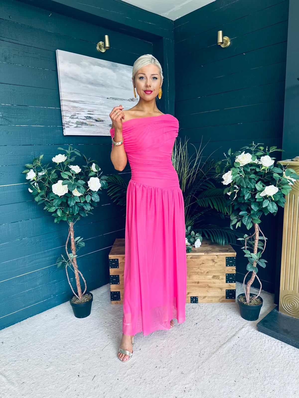 Vienna Occasion Maxi Mech Dress Pink