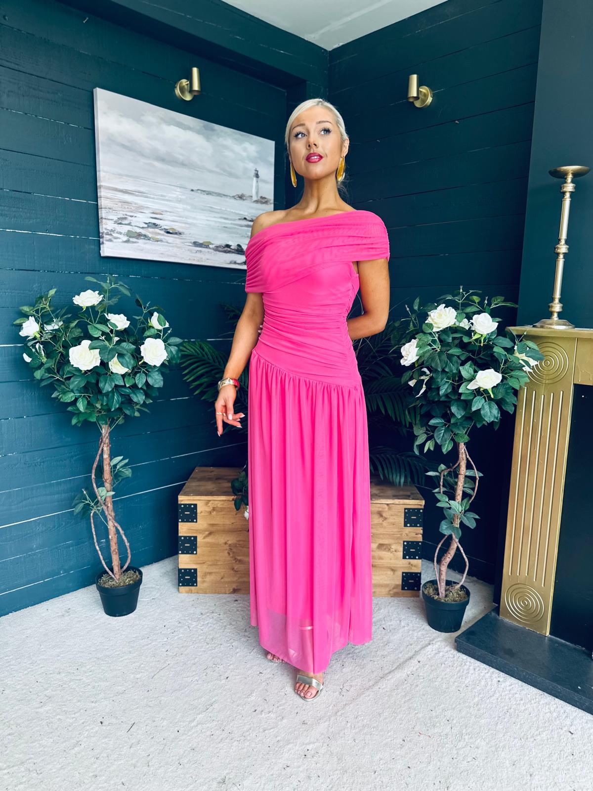 Vienna Occasion Maxi Mech Dress Pink