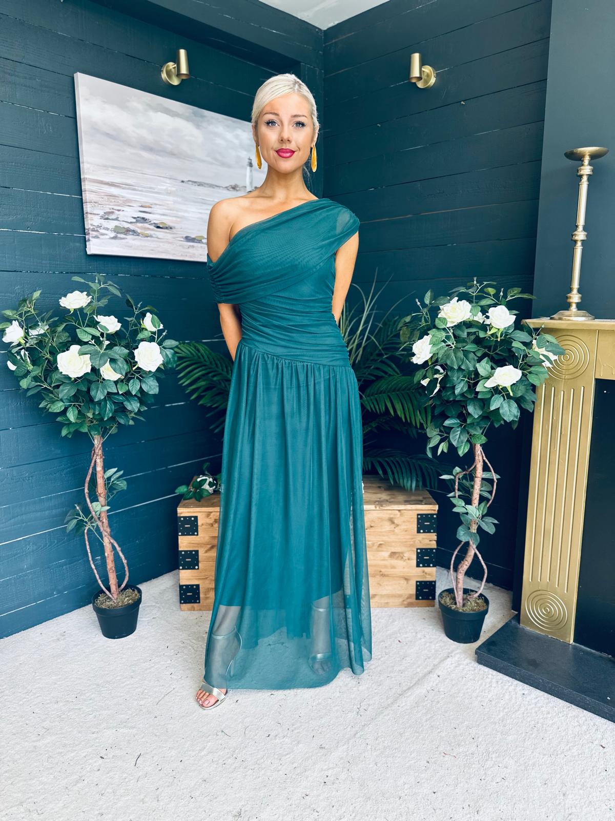 Vienna Occasion Maxi Mech Dress Forest